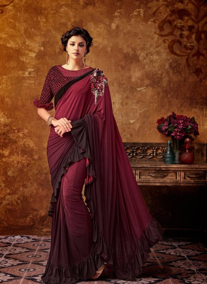 MOHMANTHAN 5200 B FEDORA Latest Designer Fancy Party Wear Lycra Sequins Embroidery Handwork Heavy Saree Collection